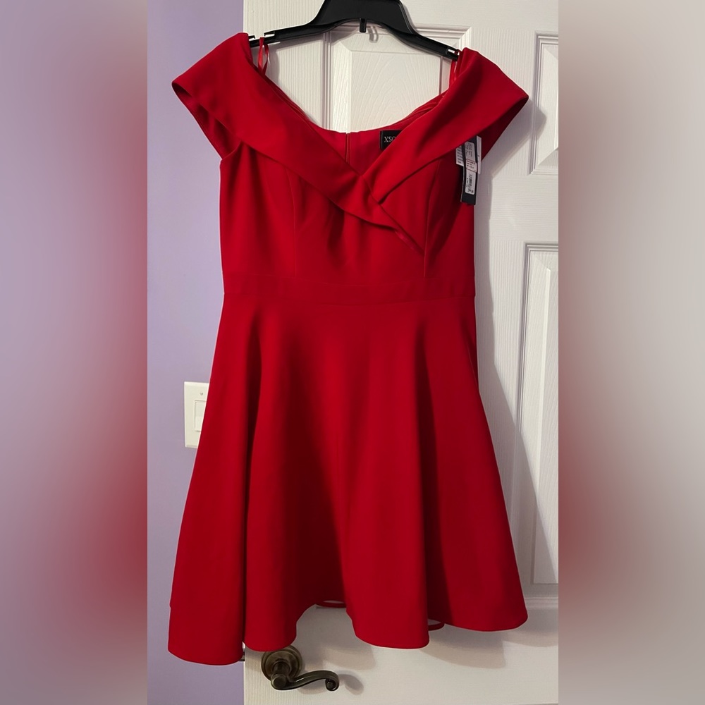 Xscape fit and flare red dress